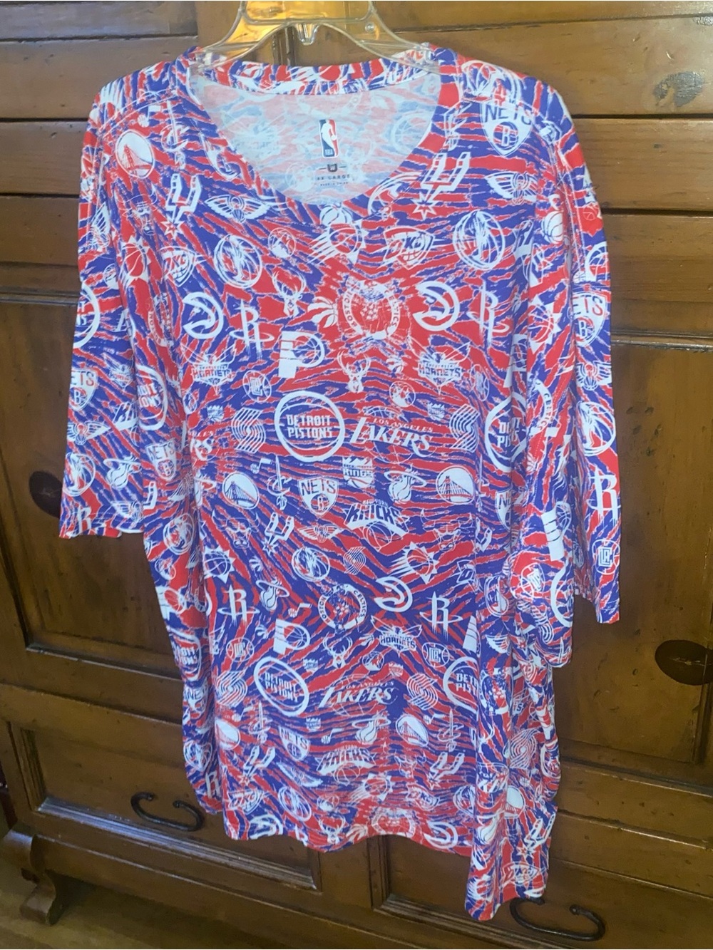 Mens NBA Basketball All-Team All-Over Print Shirt Red White Blue 4X Large